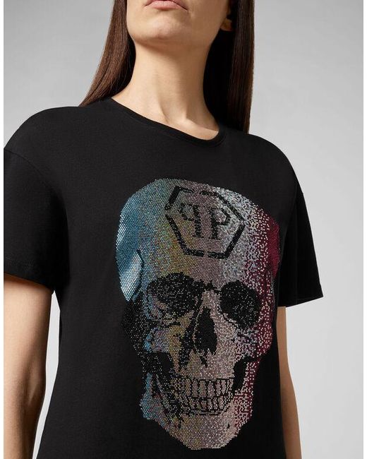 Philipp Plein Black Logo Details T-Shirt Dress