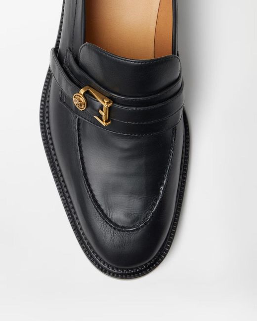 Versace Black Primo Leather Loafers for men