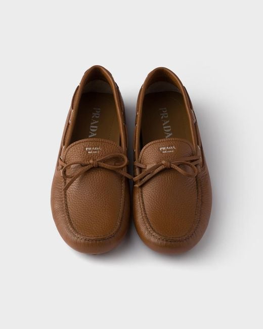 Prada Brown Leather Driving Shoe for men