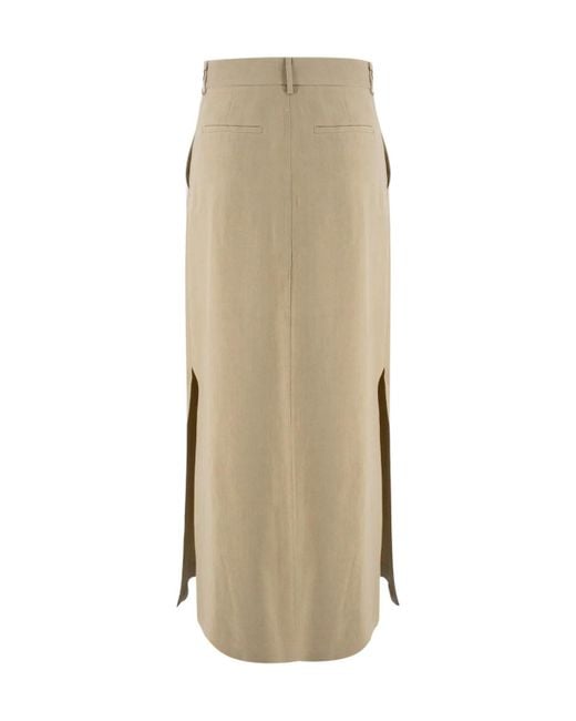 Antonelli Natural Slit Detail Midi Skirt