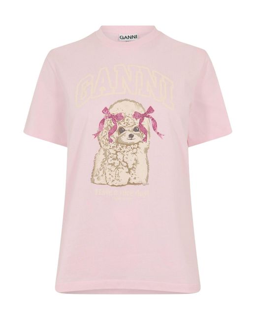 Ganni Pink Basic Jersey T-Shirt
