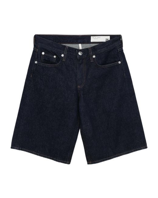 Rag & Bone Blue Denim Shorts With Belt Loops