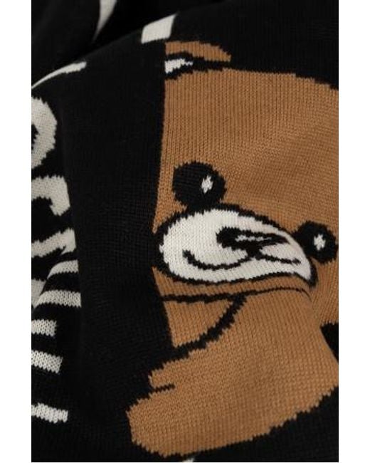 Moschino Black Teddy Bear Intarsia Scarf for men