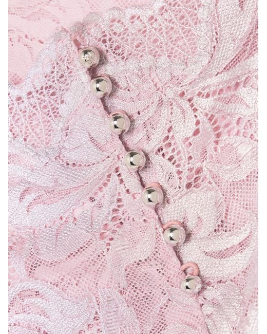 Rabanne Pink Scalloped Edge Midi Lace Skirt