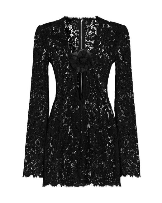 Dolce & Gabbana Black Lace Floral Mini Dress