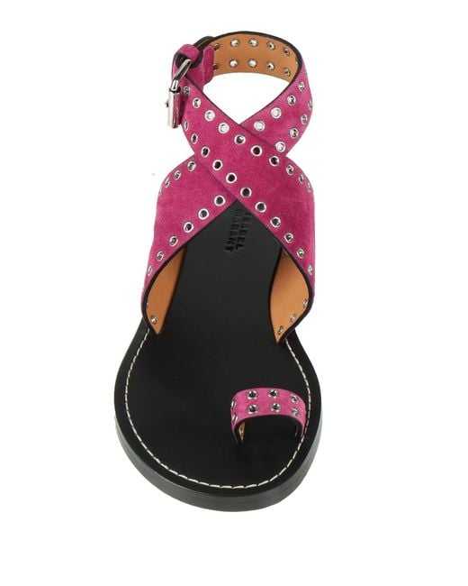Isabel Marant Pink Round-Toe Buckle Suede Sandals