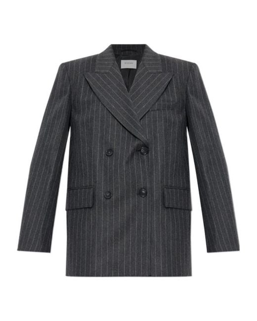 Sportmax Gray Belfordi Double-Breasted Tailored Blazer