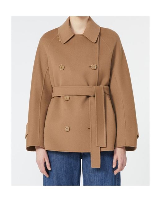 Max Mara Brown 'S Louis Double-Breasted Belted Jacket