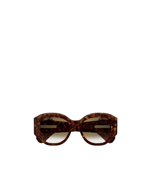 Cartier Brown Panthere Square Frame Sunglasses