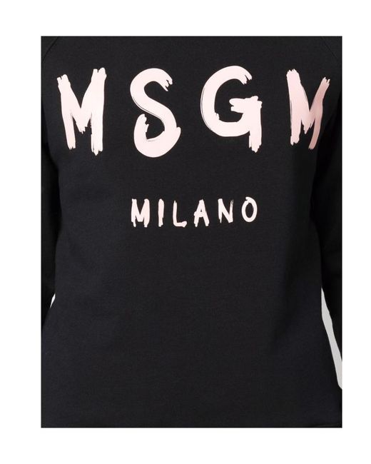 MSGM Black Round-Necked Logo Sweater