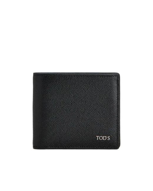 Tod's Black Logo-Plaque Pebbled-Leather Wallet for men