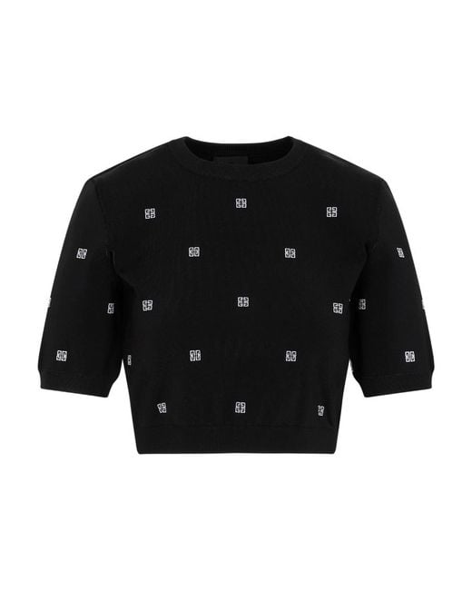 Givenchy Black Logo Detailed Short Sleeved Cropped Top