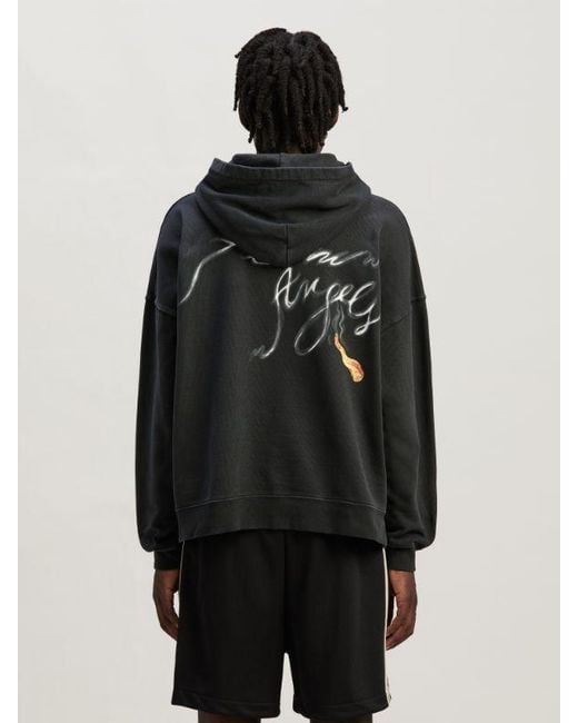 Palm Angels Black Back Foggy Logo Printed Hoodie for men