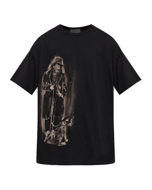 Yohji Yamamoto Black Crew Neck Short-Sleeved T-Shirt for men