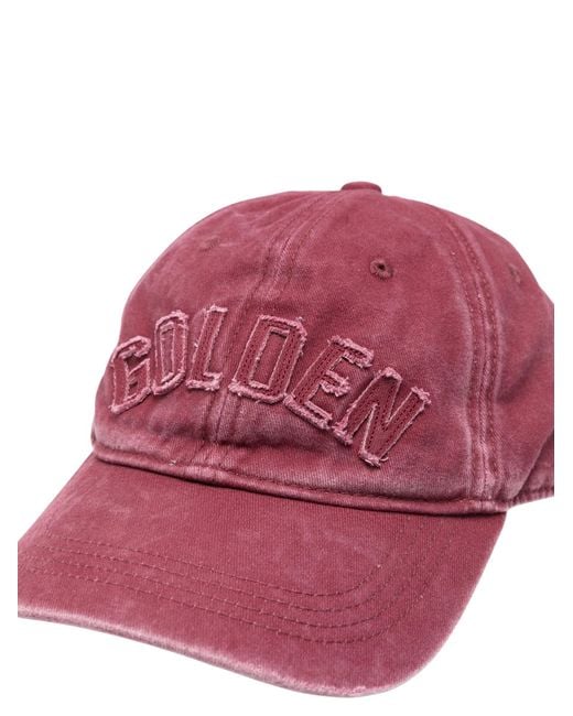 Golden Goose Deluxe Brand Pink Logo-Patch Star-Stud Baseball Cap