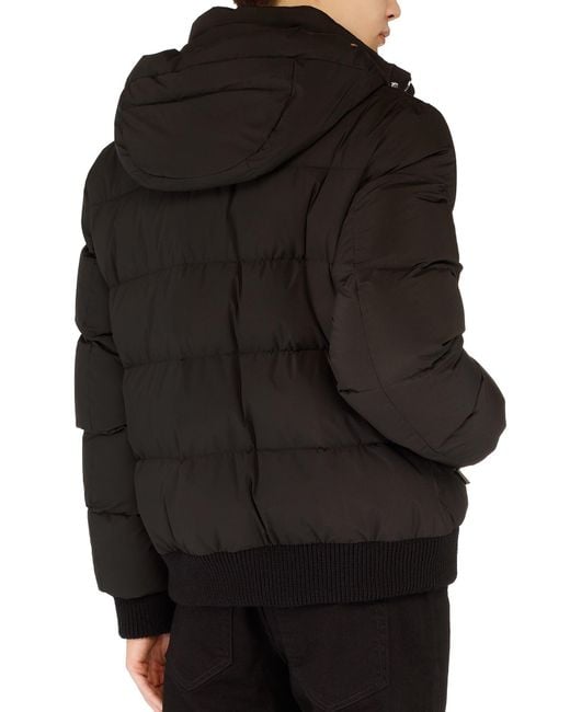 Moorer Black Hooded Quilted Bomber Jacket for men