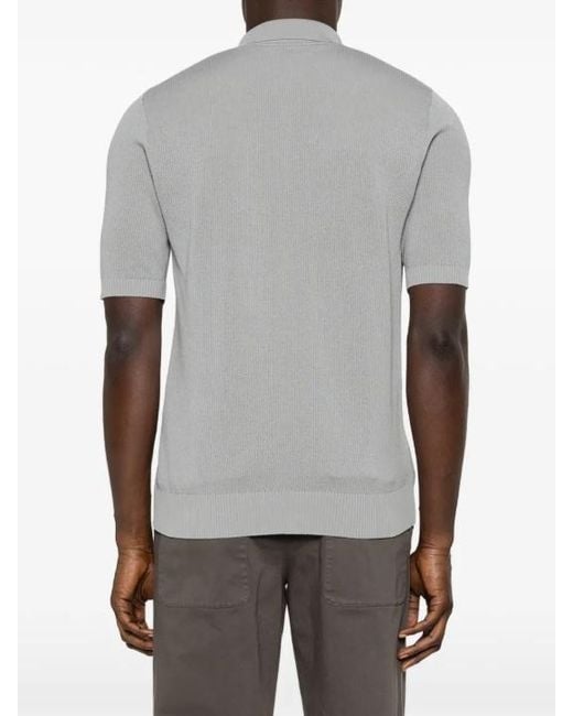 Eleventy Gray Zip Polo Shirt for men