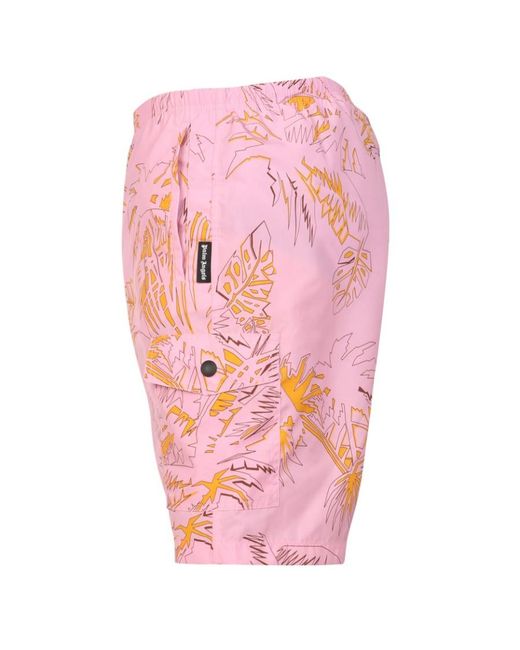 Palm Angels Pink Abstract Palms Swimshort for men