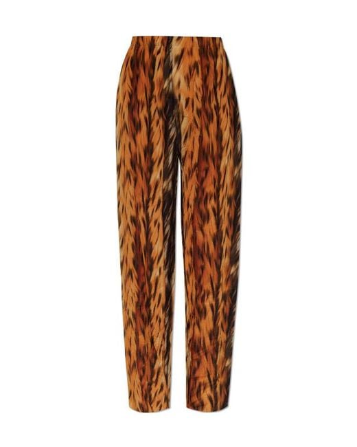 Balenciaga Brown Fur Print Straight-Leg Pants
