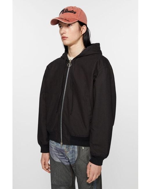 Acne Black Cotton Hooded Jacket for men