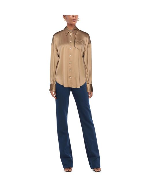 Brunello Cucinelli Natural Solid Long-Sleeve Blouse
