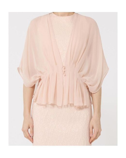 Max Mara Natural Buttoned Pleated Blouse