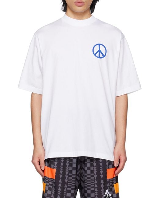 Marcelo Burlon White County Of Milan Crewneck Peace-Logo T-Shirt for men
