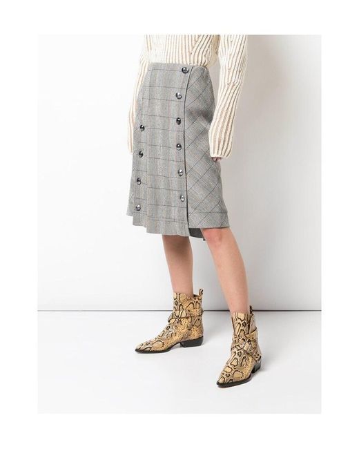 Chloé Gray Checked Pleated Skirt