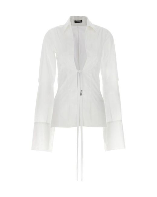 Ann Demeulemeester White Linsey Drawstring Shirt