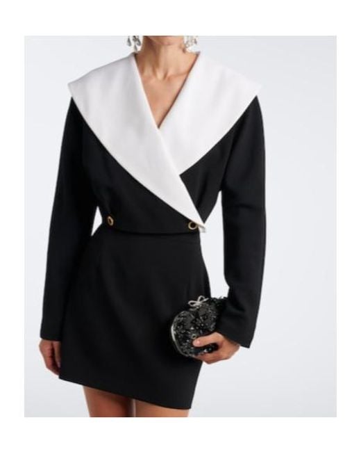 Alessandra Rich Black Double-Breasted Wool-Blend Coat