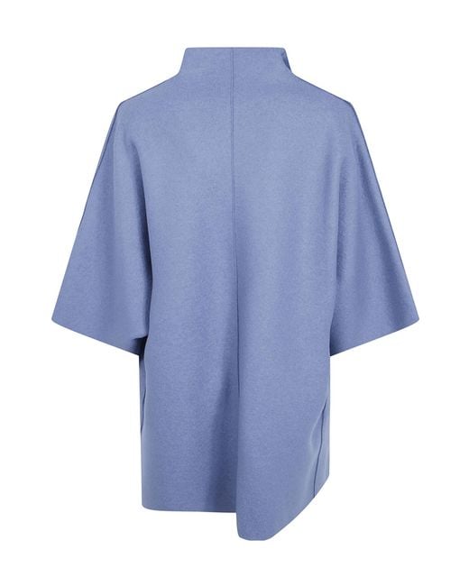 Harris Wharf London Blue Short-Sleeve Collared Coat