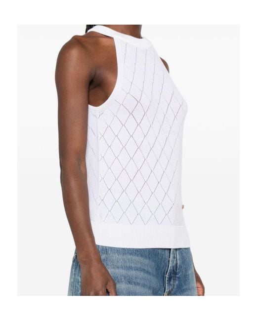 Balmain White Sleeveless Tank Top