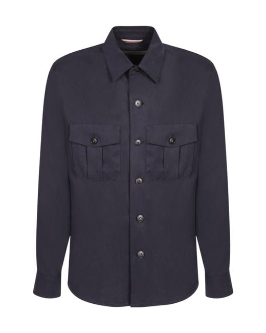 Canali Blue Utility Pocket Shirt for men