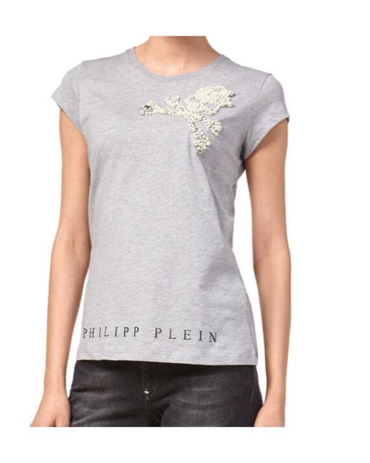 Philipp Plein Gray Logo Details T-Shirt