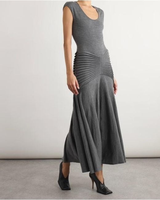 Alaïa Gray Short-Sleeved Dress
