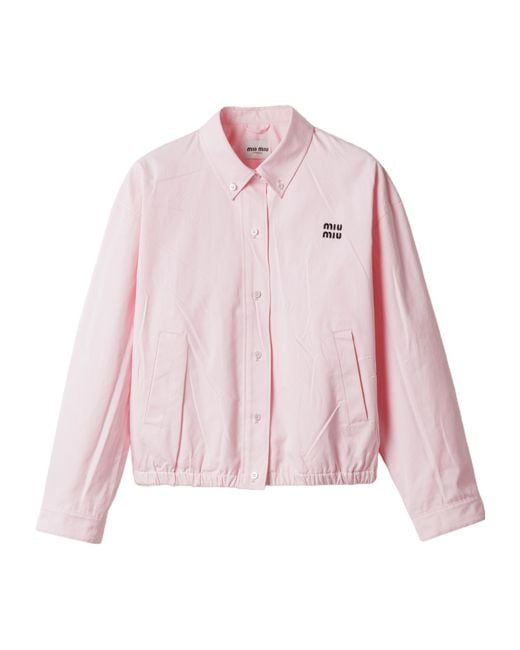 Miu Miu Pink Poplin Blouson Jacket