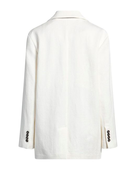 Brunello Cucinelli White Minimalist Single-Breasted Blazer