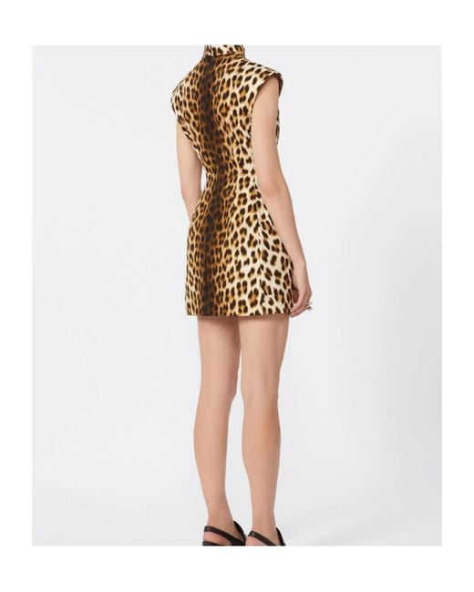 Sportmax Brown Cotton Mini Dress With Animal Print
