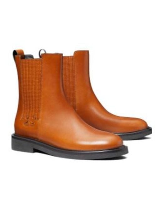 Tory Burch Brown T Gore Chelsea Boots