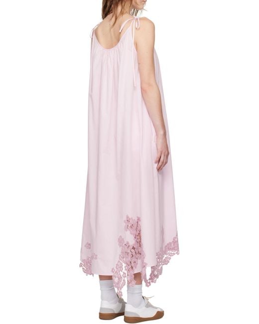Acne White Floral-Lace Detail Poplin Midi Dress