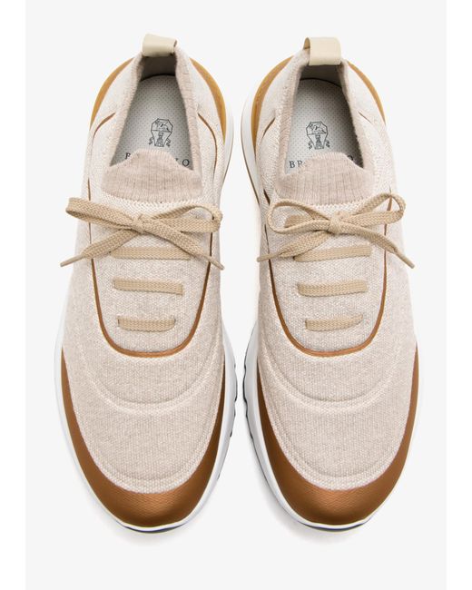 Brunello Cucinelli White Round Toe Sneakers for men