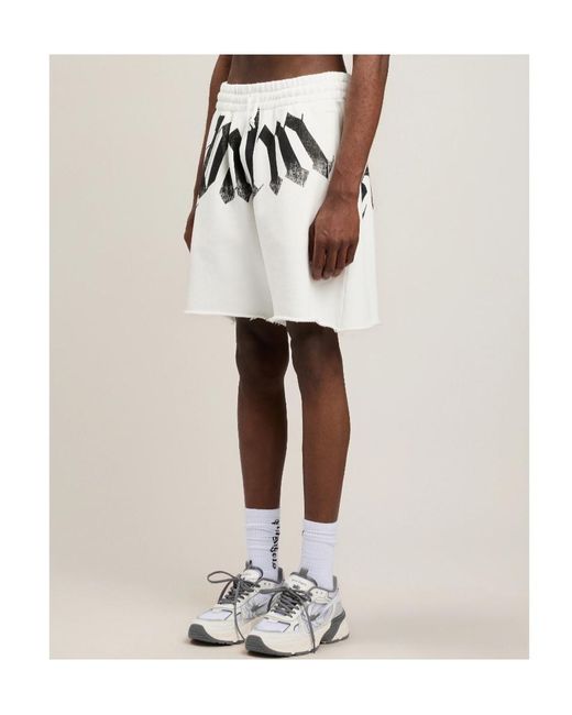Palm Angels White Logo Elasticated Shorts for men