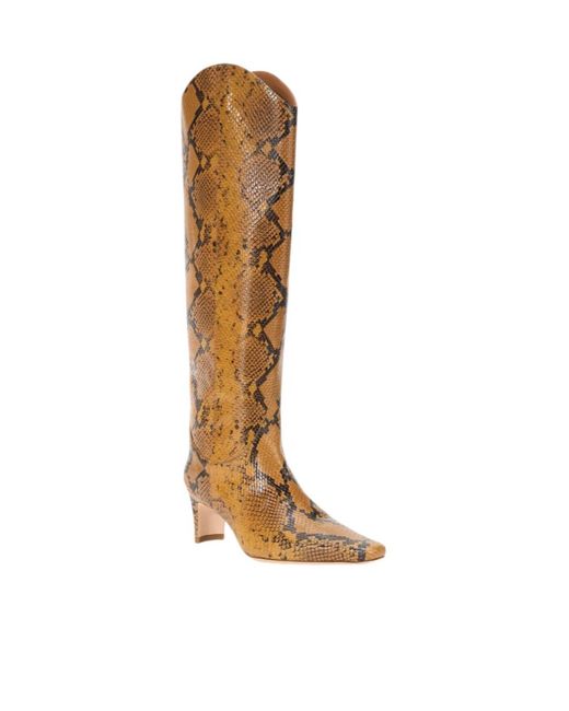 Staud White Western Wally Boot Snake