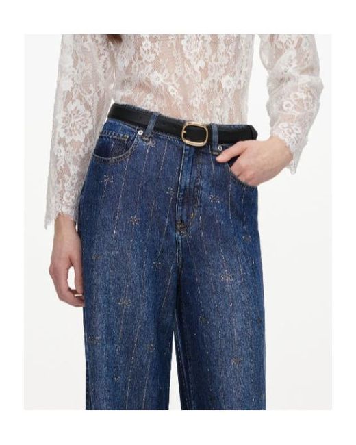 Self-Portrait Blue Embellished Stripe Denim Jeans
