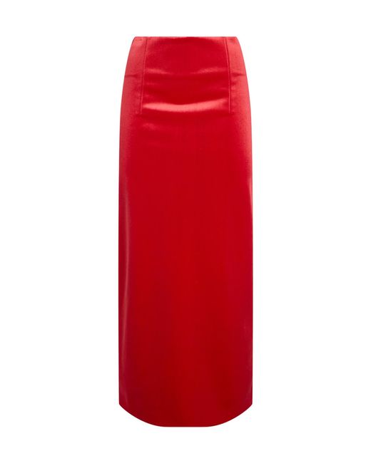 Philosophy Di Lorenzo Serafini Red High-Waist Midi Skirt