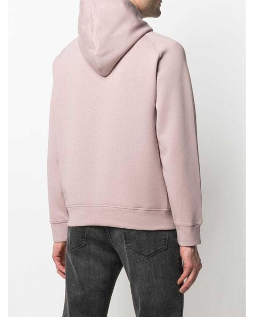 Emporio Armani Pink Logo-Print Concealed-Pocket Hoodie for men