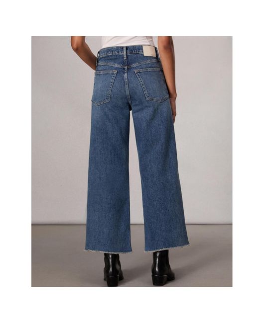 Rag & Bone Blue Logo-Patch Cropped Jeans