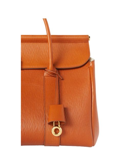 Loro Piana Orange Double Handle Shoulder Bag