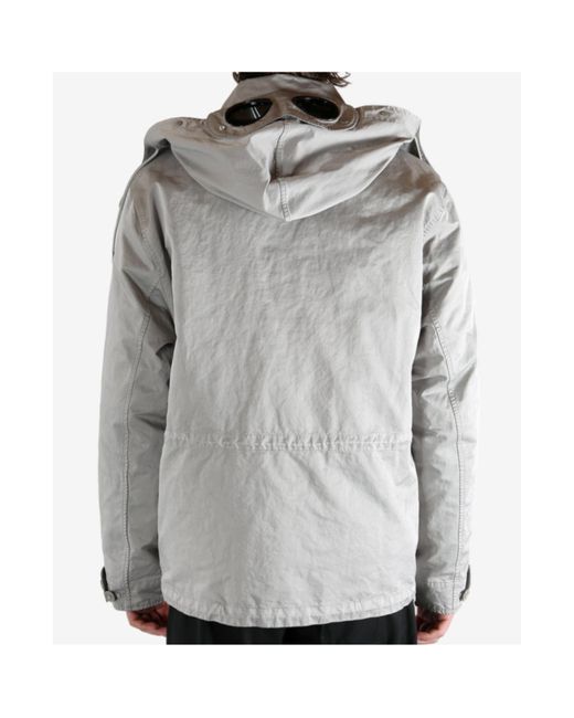 C P Company Gray Micro Kei Hooded Multi-Pocket Jacket for men
