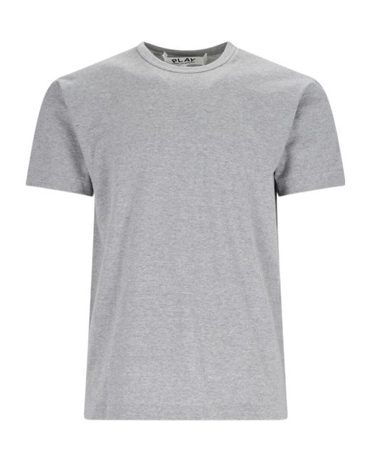 COMME DES GARÇONS PLAY Gray Comme Des Garçons Play Logo Patch Crewneck T-Shirt for men